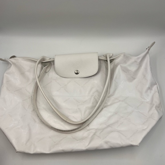 LONGCHAMP white large canvas purse - Picture 11 of 12